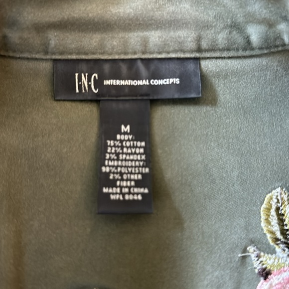 I.N.C. International Concepts Army Green Peplum Floral Jacket - Picture 5 of 5